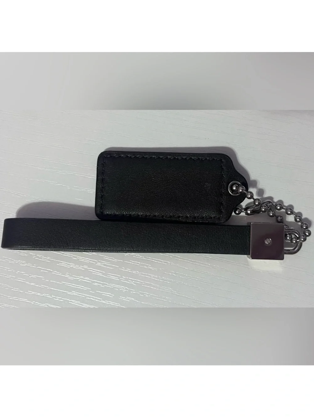 Coach Dark Brown Leather Bag Charm Keychain | Tag + Wrist Strap